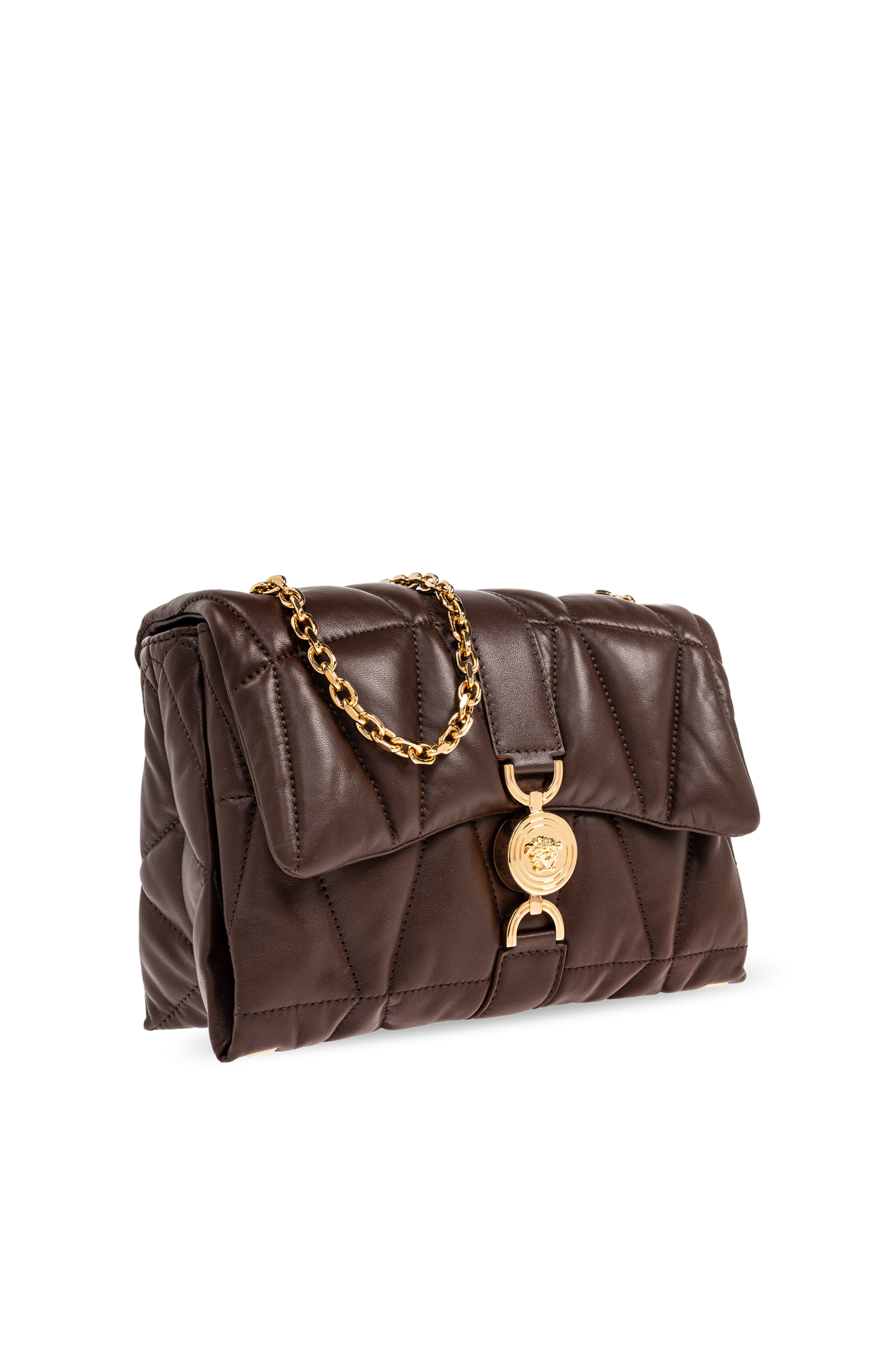 【関税＆送料込み】Versace Brown Quilted aKleio' Shoulder Versace Kleio Medusa 95 Quilted Patchwork Suede Shoulder Bag